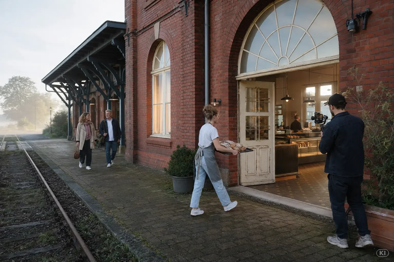 Filmszene am Bahnhof Vlotho.
